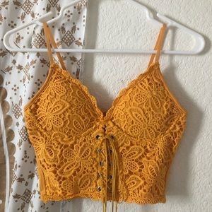 Yellow lace crop top (brand new!)